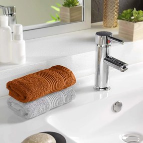 Terrakotta színű frottír pamut törölköző 30x50 cm Tendresse – douceur d'intérieur