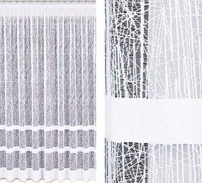 Hosszú Jacquard Függöny 600x250 Csíkos Nappali Hálószoba Klasszikus Béka Fehér