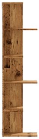 antik fa színű szerelt fa fali sarokpolc 36,5 x 36,5 x 140 cm
