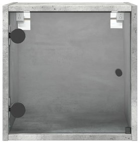betonszürke éjjeliszekrény üvegajtóval 35 x 37 x 35 cm