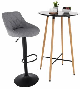 Bárasztal, fekete/tölgy, átmérő 60 cm, IMAM