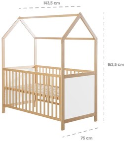 Fehér-natúr színű babaágy 70x140 cm – Roba