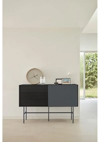 Fekete-antracitszürke alacsony komód tolóajtóval 140x91 cm Nube – Teulat