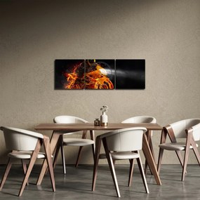 Kép - Motoros lángokkal (órával) (90x30 cm)