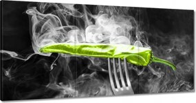 Vászonkép 120x60 Zöld paprika a füstben
