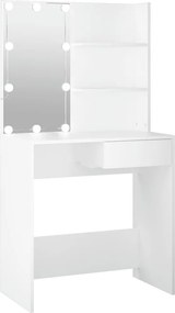 vidaXL fehér fésülködőasztal LED-világítással 74,5 x 40 x 141 cm