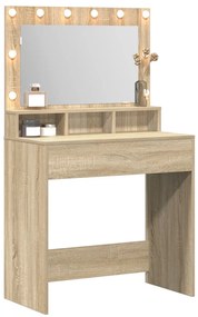 LED-es sminktükör Sonoma tölgyből 79x41x135 cm