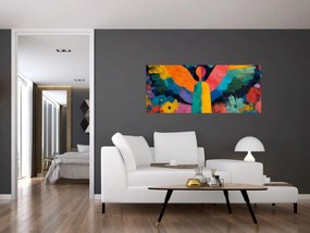 Kép - Absztrakt angyal virágokkal (120x50 cm)