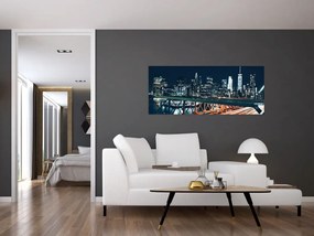 Egy éjszakai város képe (120x50 cm)