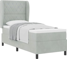 vidaXL Boxrugós ágy matracmal Világosszürke 200 x 80 cm Poliészter