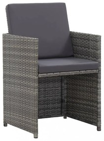 17 részes szürke polyrattan kültéri étkezőgarnitúra párnákkal