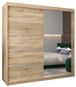 Ruhászekrény 200 cm tükörrel Verika 2 200 (szonoma tölgy). 1064232