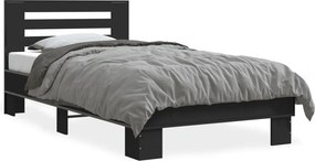 vidaXL fekete szerelt fa és fém ágykeret 75 x 190 cm