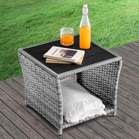 Casaria® Vedis polyrattan asztalka 45x45x40 cm - szürke