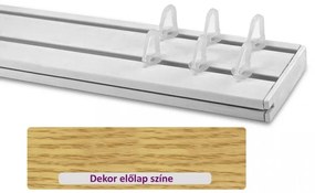 Világos tölgy 45 mm-es előlapos kétsoros műanyag mennyezeti sínes karnis 250 cm-es szett