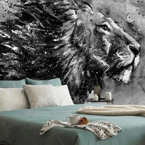Tapéta az állatok királya fekete fehér akvarell kivitelben