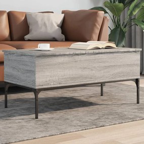 Szürke sonoma szerelt fa és fém dohányzóasztal 100 x 50 x 45 cm
