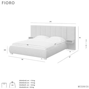 Krémszínű kárpitozott franciaágy ágyráccsal 180x200 cm Fioro – MESONICA