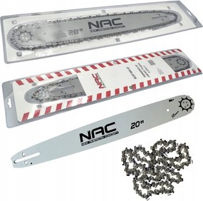 Nac készlet benzinmotoros fűrészhez 20 50cm vezetősín 76 láncszem 0.325x1