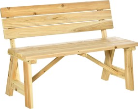 Outsunny 2 személyes kerti pad, időjárásálló pad, UV-álló kerti bútor háttámlával, 220 kg teherbírású pad, erkélypad, fa pad erkélyhez, teraszhoz, ker