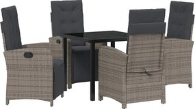 vidaXL Kert étkező szett párnával 5 pcs Szürke polirattan