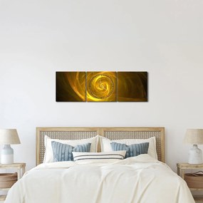 Absztrakt sárga spirál képe (órával) (90x30 cm)