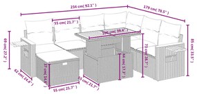 8 részes fekete polyrattan kerti ülőgarnitúra párnákkal