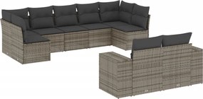 vidaXL 9 részes szürke polyrattan kerti ülőgarnitúra párnákkal