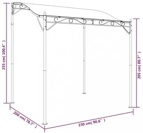 krémszínű szövet és acél pavilon 2 x 2,3 m 180 g/m²