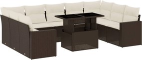 vidaXL 10 részes barna polyrattan kerti ülőgarnitúra párnákkal