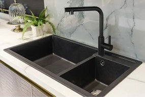 Invena Preto, szabadon álló mosogató csaptelep kihúzható kifolyóval, fekete matt, BZ-48-W04-L
