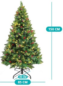 LED-es műfenyő több típusban, melegfehér-180 LED-es, 150 cm