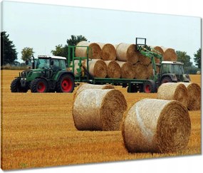 Vászonkép 80x60 Aratás Szalma Bála Traktorok