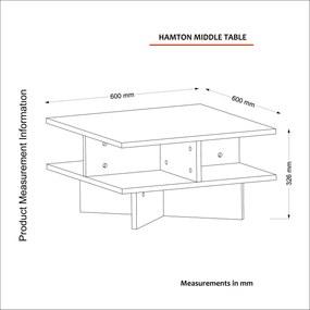 Dohányzóasztal hamton - walnut, white