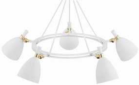 Argon 2117 - Csillár rúdon CHARLOTTE 5xE27/15W/230V fehér/arany