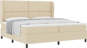 vidaXL Boxrugós ágy matracmal fejtámlával Krém 200 x 200 cm szövet