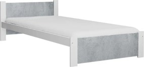 Ágy IKAROS 90 x 200 cm, beton/fehér Matrac: Coco Maxi matrac 20 cm, Ágyrács: Deszkás ágyráccsal