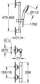 GROHE 34856000 - Termosztátos zuhanycsaptelep PRECISION GET 600 mm króm
