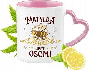 Bögre Matildának Rózsaszín Szív Alakú Füllel Kávé Ajándék