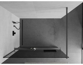 Mexen Kioto+, zuhanykabin polccal és akasztóval 100 x 200 cm, 8 mm szürke üveg, grafit profil, 800-100-121-66-40