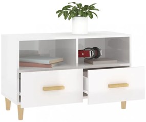 fehér magasfényű szerelt fa TV-szekrény 80x36x50 cm