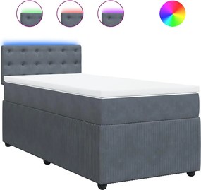 vidaXL sötétszürke bársony rugós ágy matraccal 100 x 200 cm