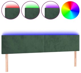 sötétzöld bársony LED-es fejtámla 160x5x78/88 cm