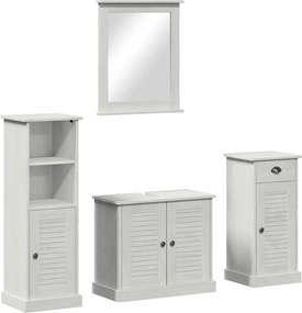 vidaXL Fürdőszoba bútor szett fiókkal 4 pcs Antik fehér Tömör fenyőfa