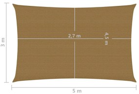 tópszínű HDPE napvitorla 160 g/m² 3 x 5 m