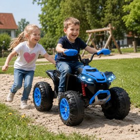 AIYAPLAY Elektromos gyermek quad, 24 V-os elektromos jármű 4 kerékkel, fényszórókkal, USB porttal, MP3, kék