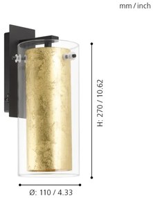Eglo 97839 - Fali lámpa PINTO GOLD 1xE27/40W/230V
