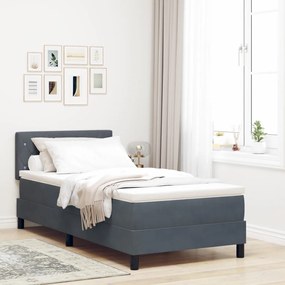 Boxspring Ágy Mattal & LED Sötétszürke 100x200 cm Bársonyos