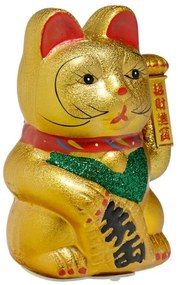 Maneki Neko Szerencsehozó Kerámia Macska, Integető Cica - 21cm