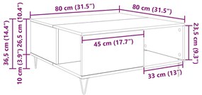 Dohányzóasztal Musta tammi 80 x 80 x 36.5 cm Faanyag